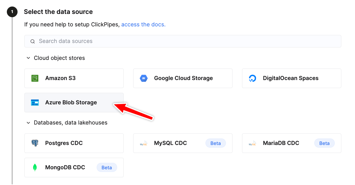 Azure Blob Storage を選択