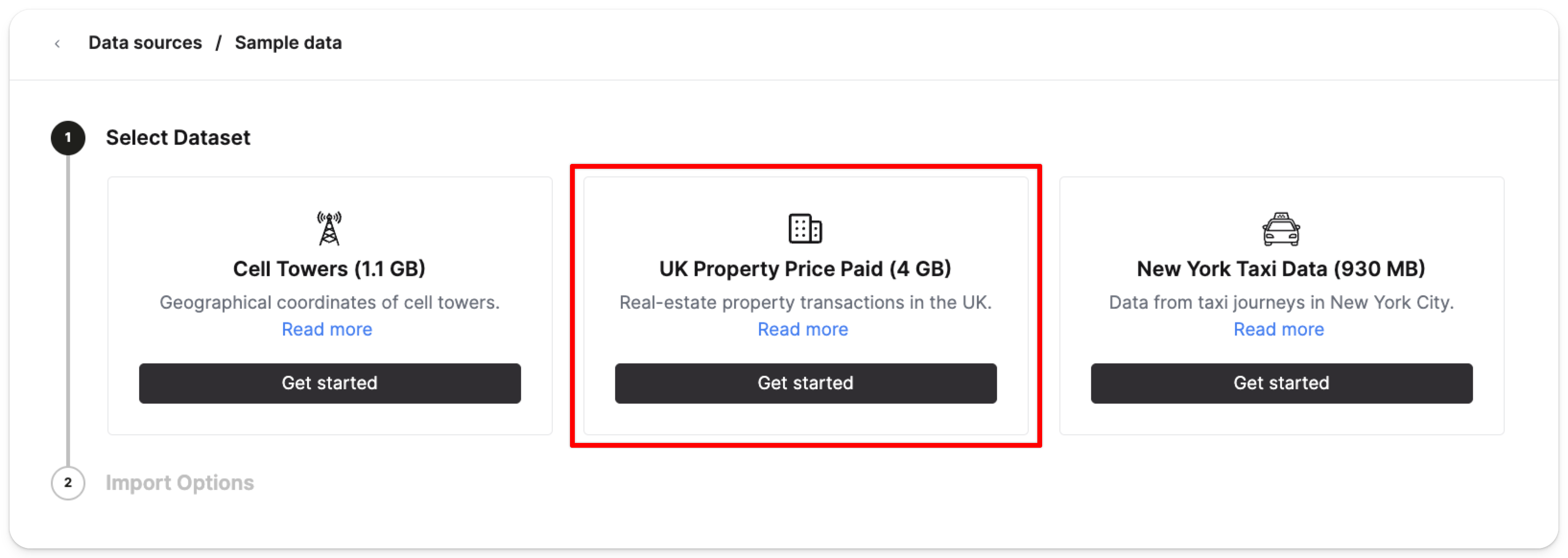 UK price paid データセットを選択