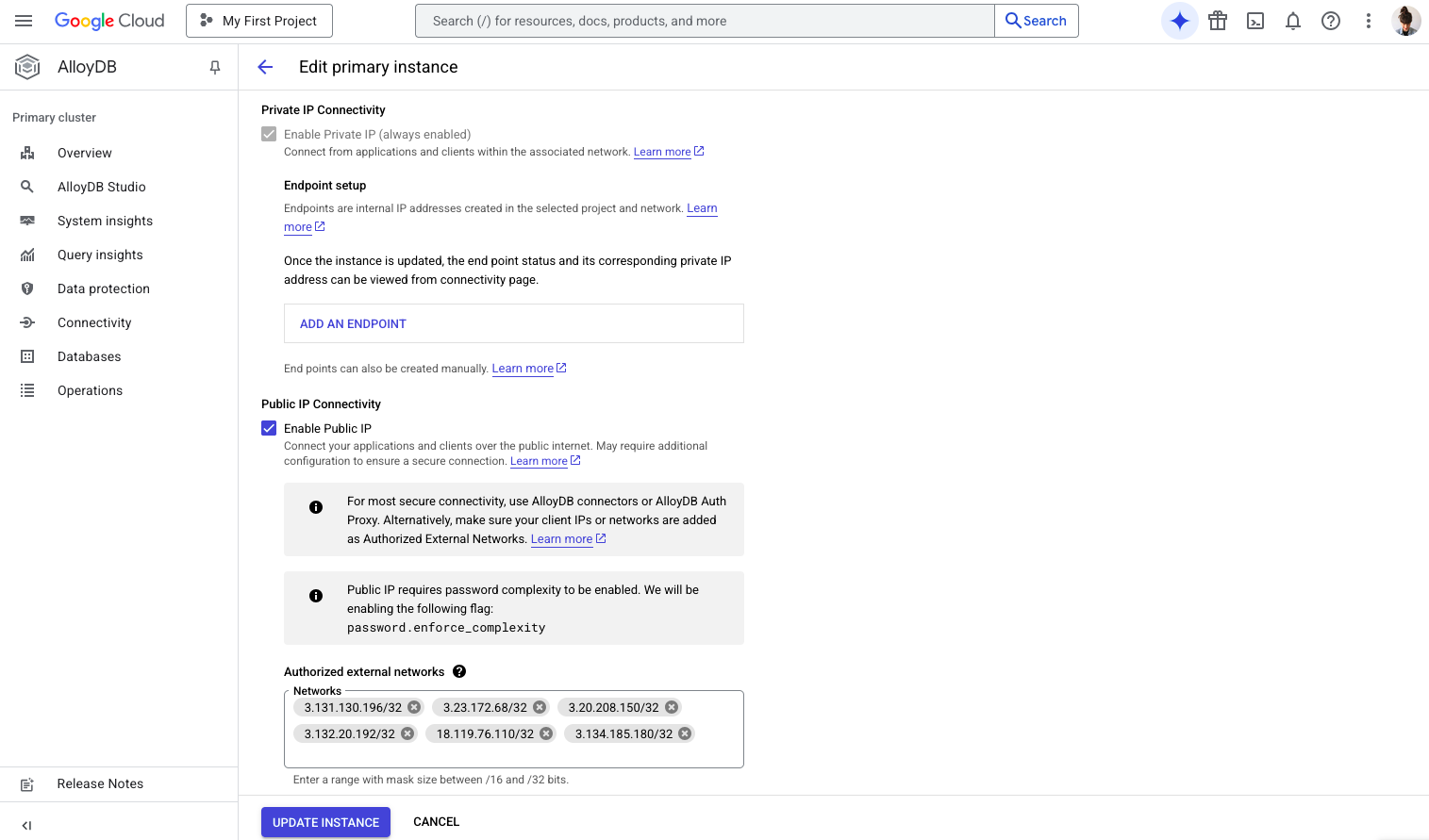 IP 許可リストを使用してパブリックアクセス用のネットワークを構成する