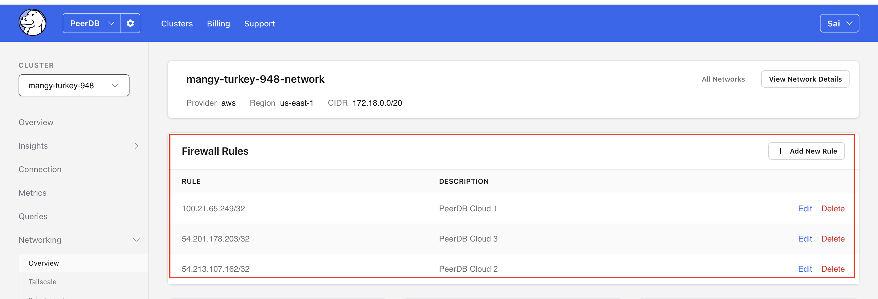 ClickPipes 用の Firewall Rules を追加する