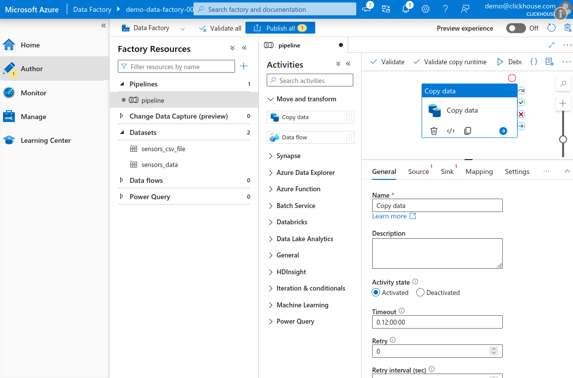 新規 Copy Data 項目