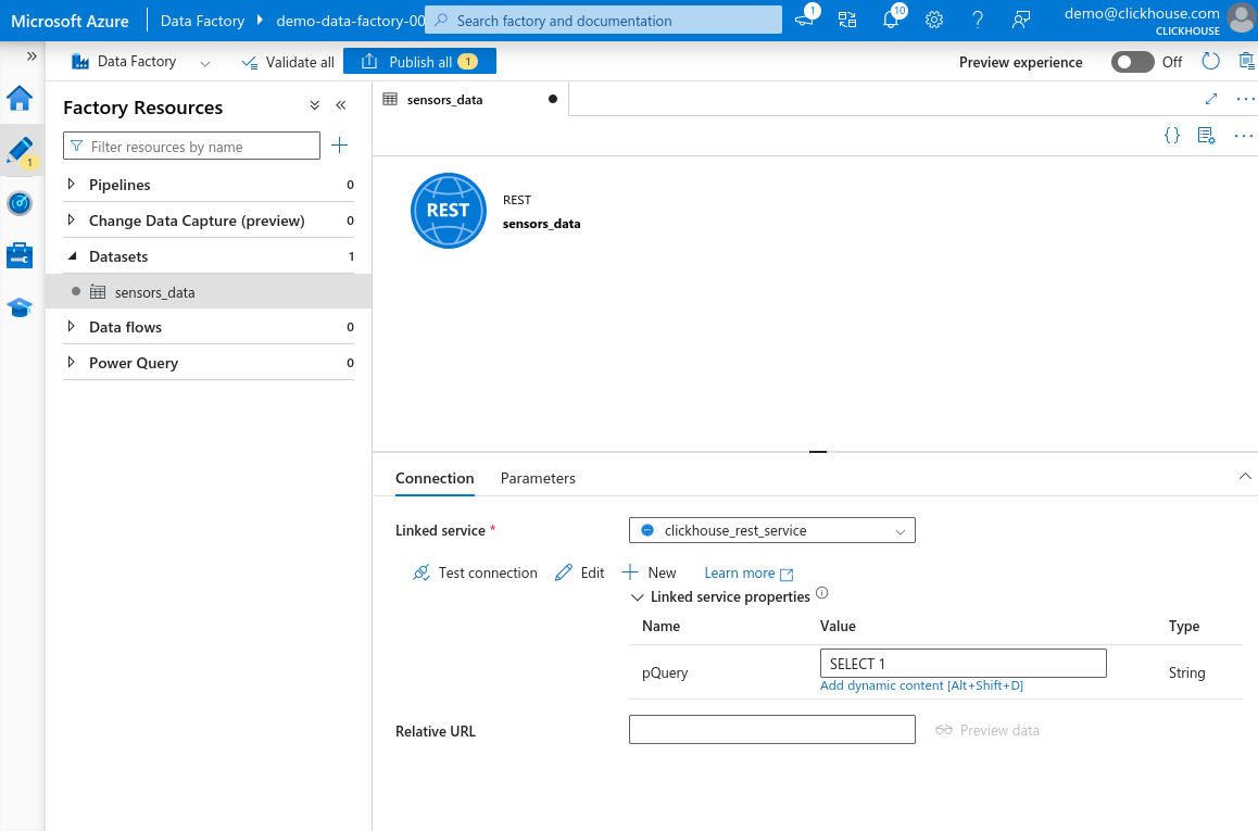 新規データセットのプロパティ