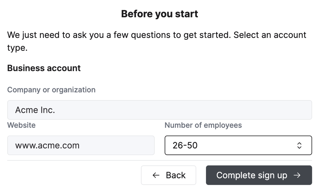 ClickHouse Cloud のサインアップページ