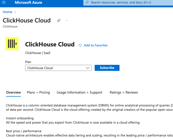 ClickHouse Cloud サインアップ情報フォーム