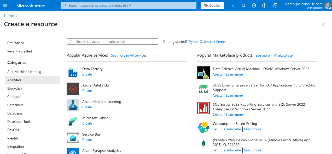 Azure Portal 新規リソース