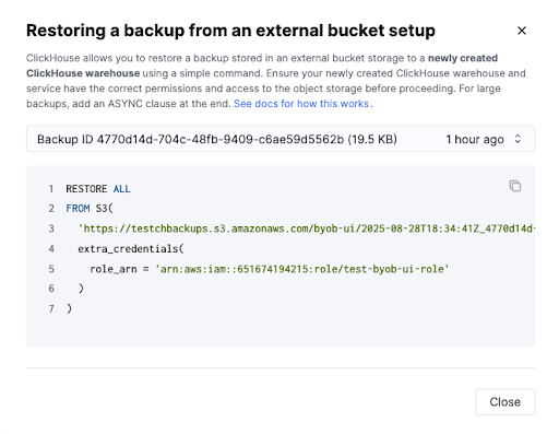 バックアップ復元用SQLコマンドの取得