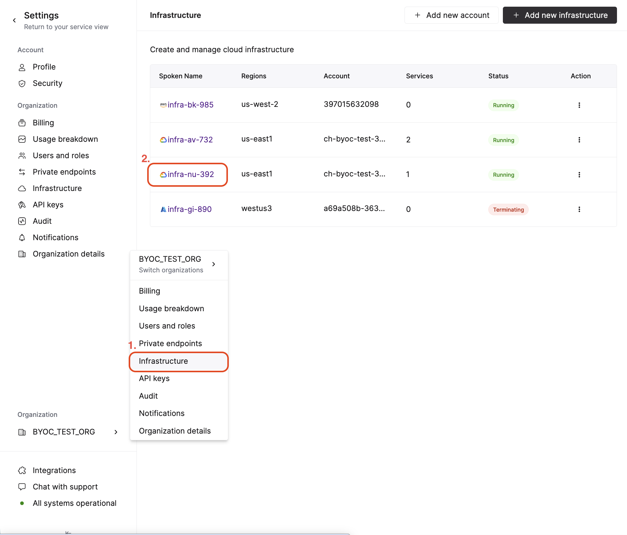 BYOC PSC エンドポイント