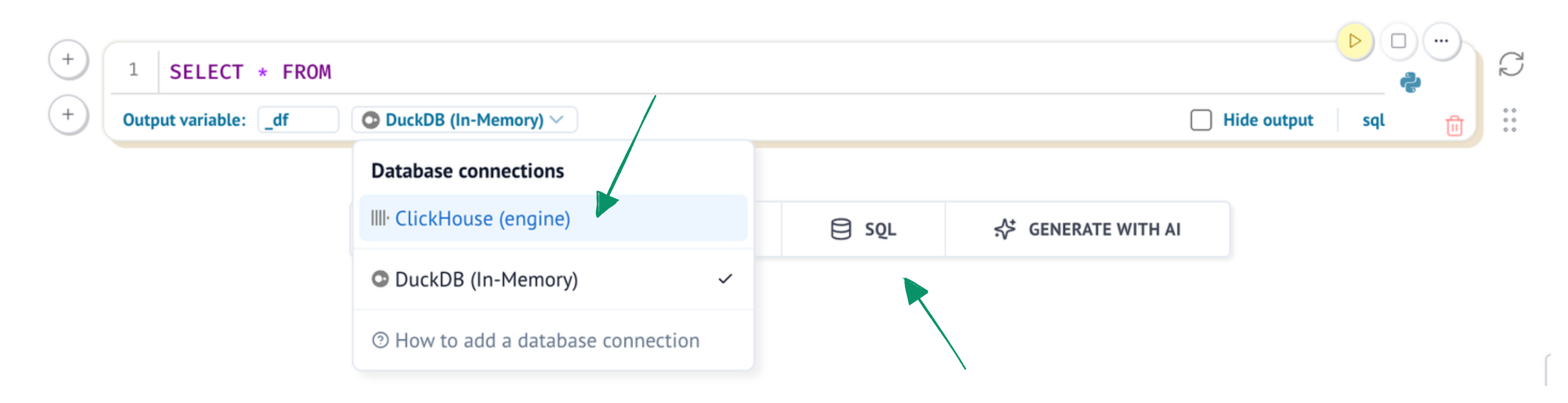 SQL エンジンを選択