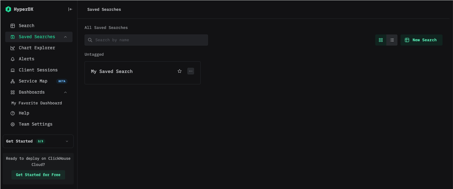 保存済み検索の一覧ページ
