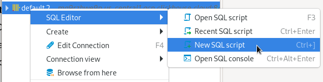SQL エディタを開く