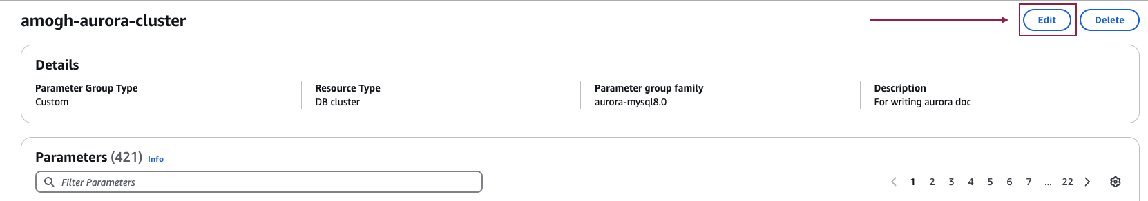 パラメーターグループの編集