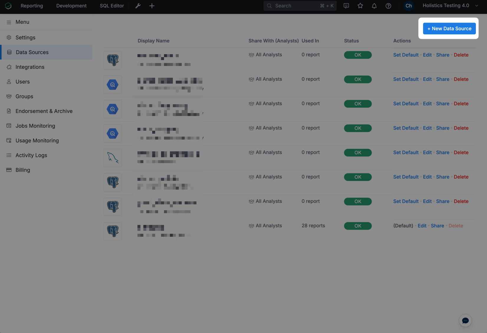 新規データソースの一覧から ClickHouse を選択する画面
