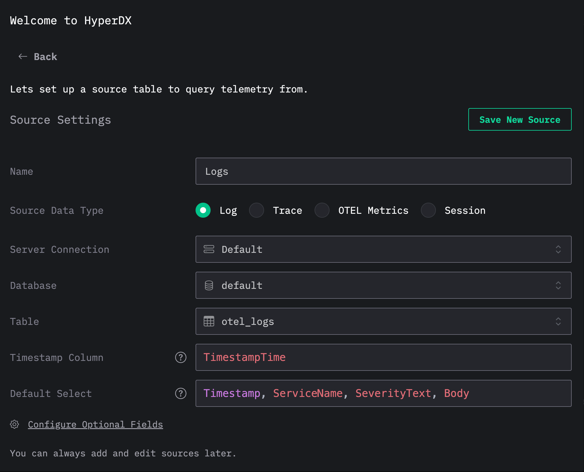 ログソースの作成