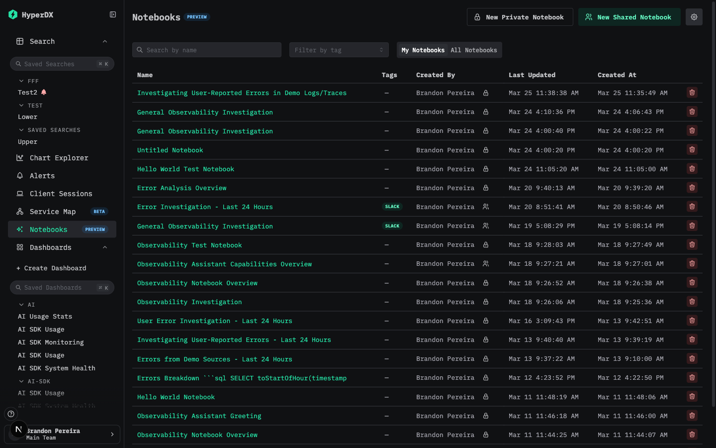 ノートブック一覧ページ