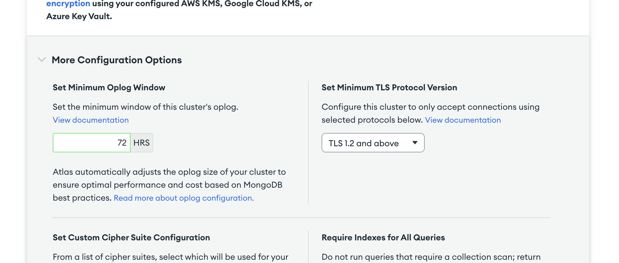 oplog の保持期間を設定