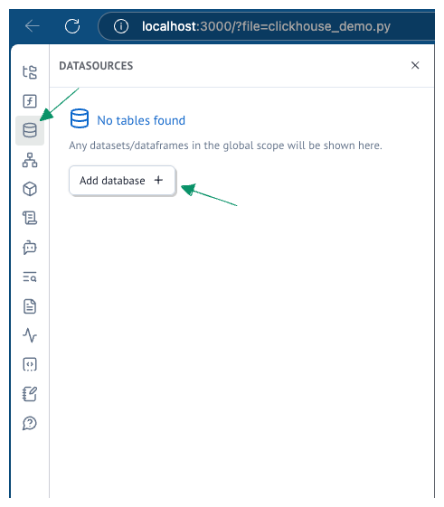 新しいデータベースを追加