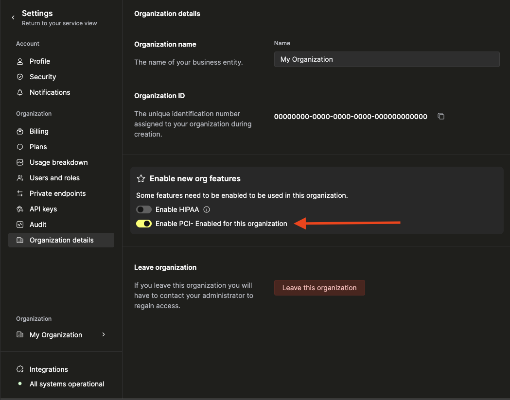PCI が有効化された状態