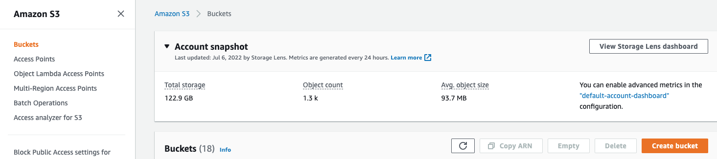 S3バケット作成プロセスの開始