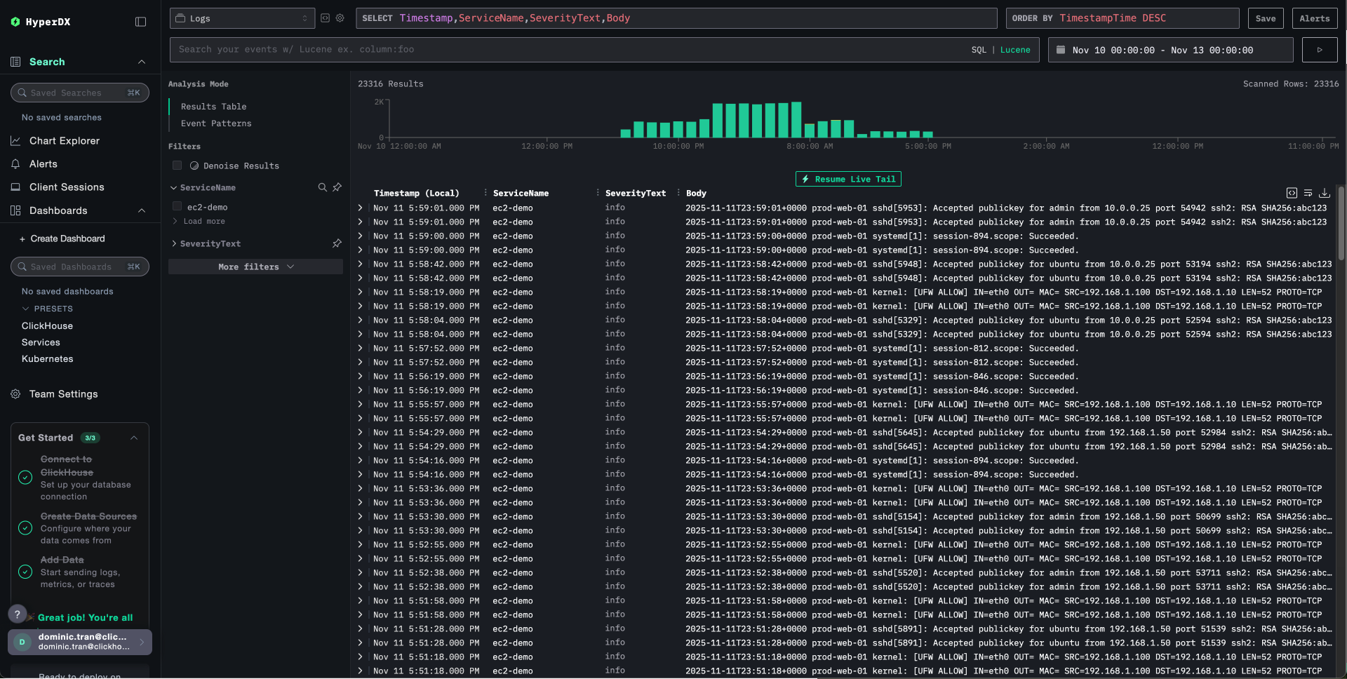 EC2ログ検索ビュー