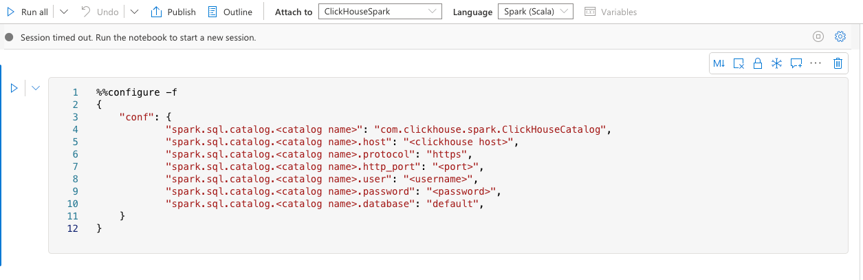 ノートブック経由で Spark の設定を行う