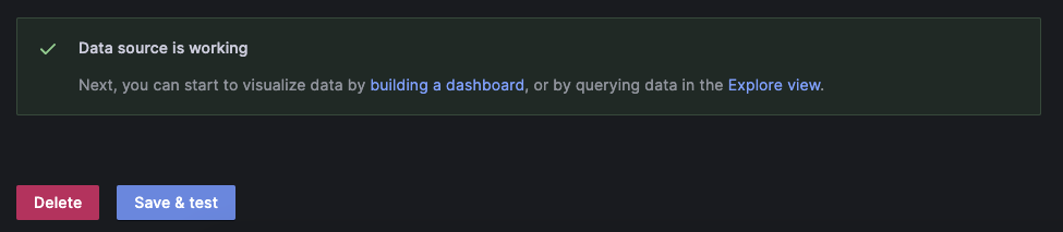 Save & test を選択する