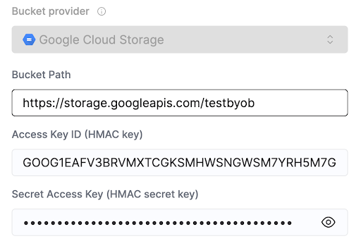 GCP HMAC Key 및 Secret 구성