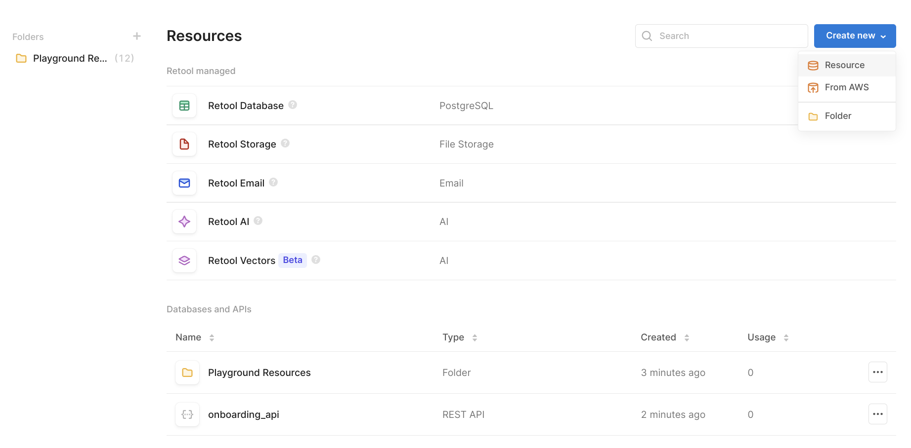 새 리소스 생성