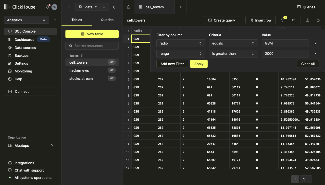 Диалог, показывающий, как добавить дополнительный фильтр на диапазон больше 2000