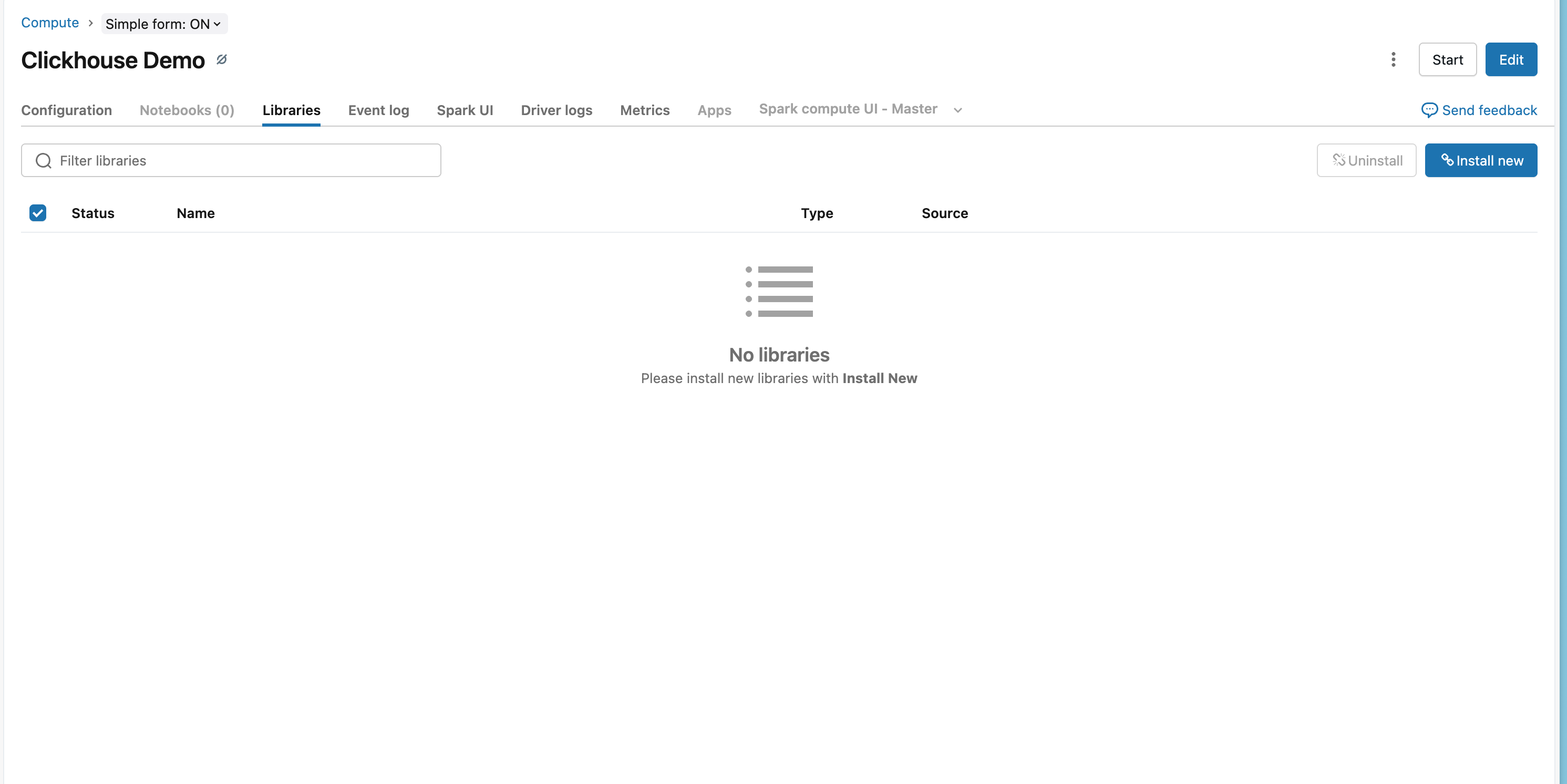 Вкладка Libraries в Databricks
