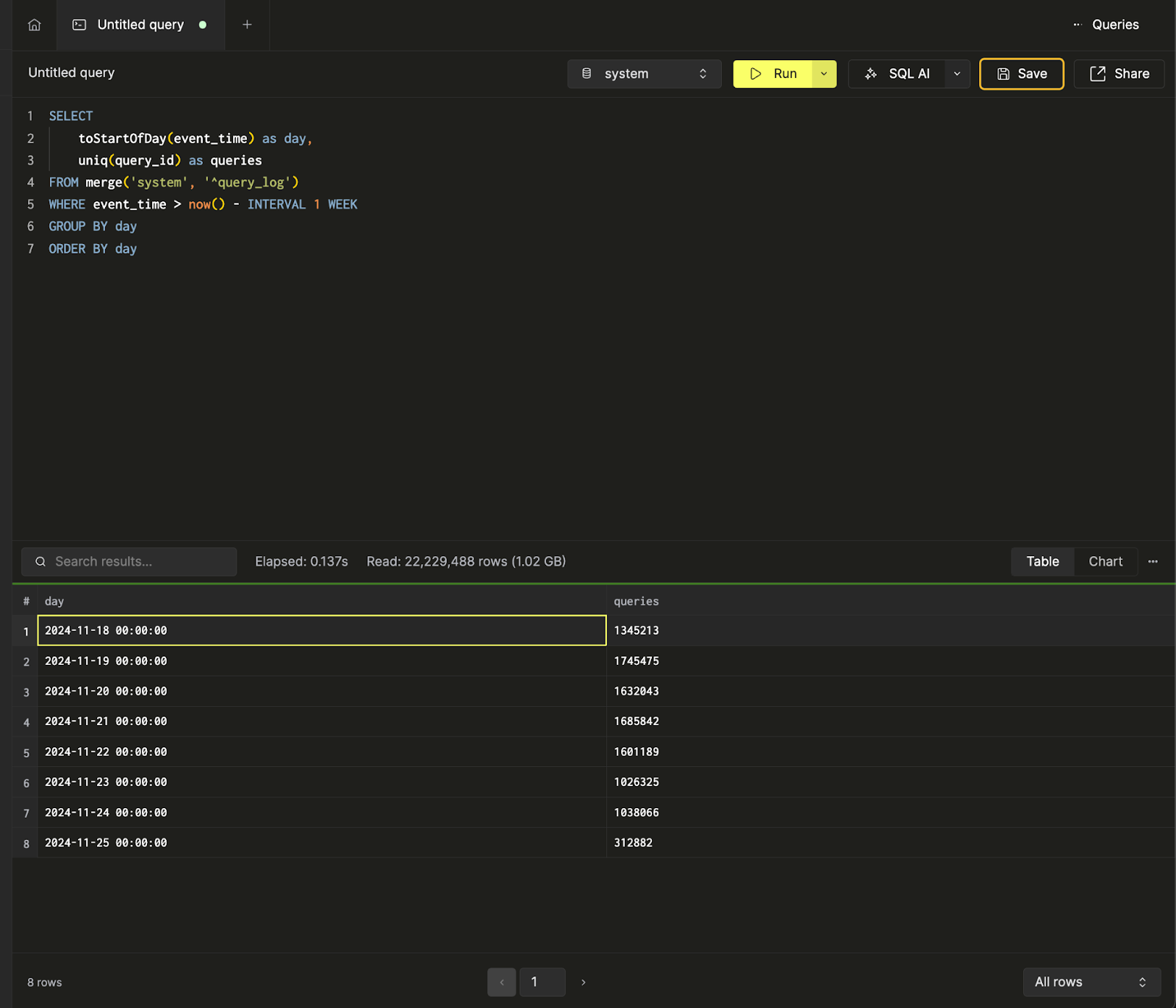 创建已保存查询