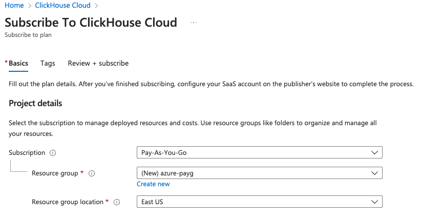 ClickHouse Cloud 注册信息表单