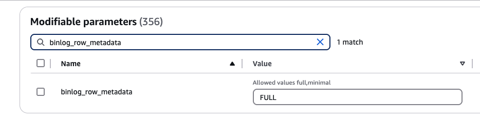 将 binlog row metadata 设置为 FULL