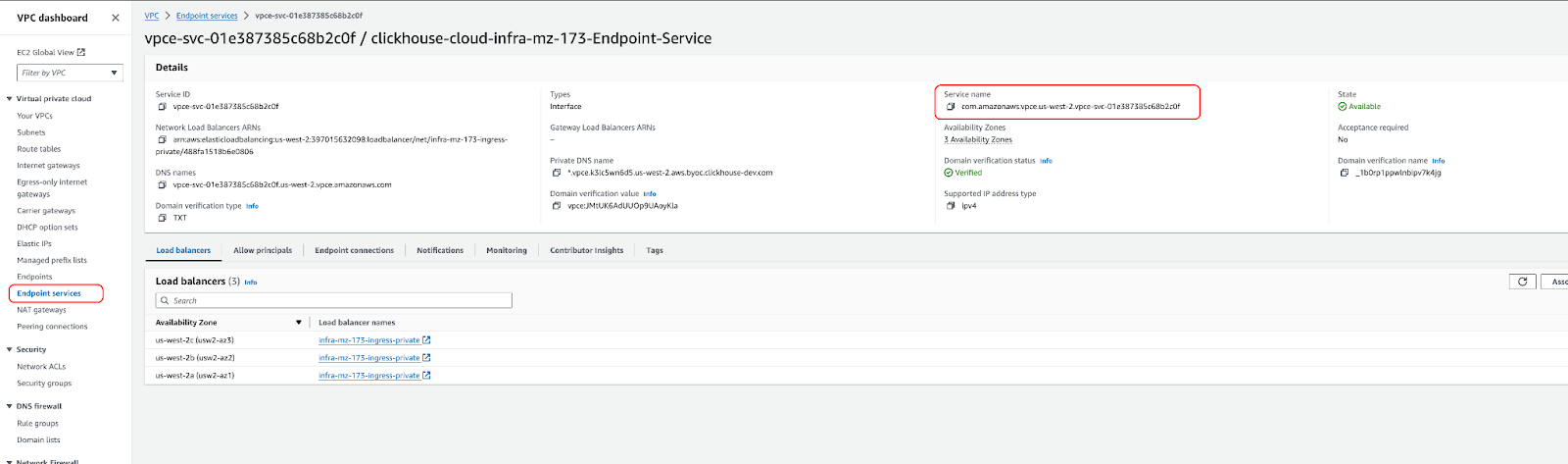 BYOC PrivateLink 服务端点
