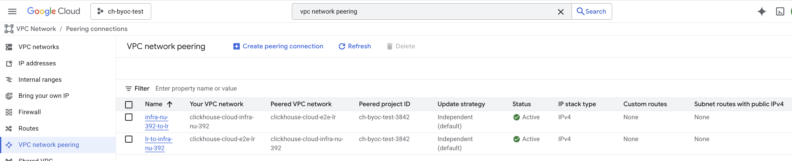 BYOC 接受对等连接