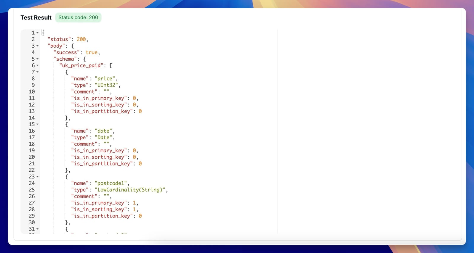 Chartbrew 中的 ClickHouse JSON schema