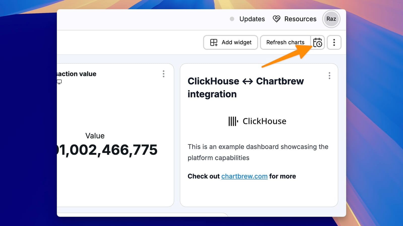 Chartbrew 数据集刷新设置