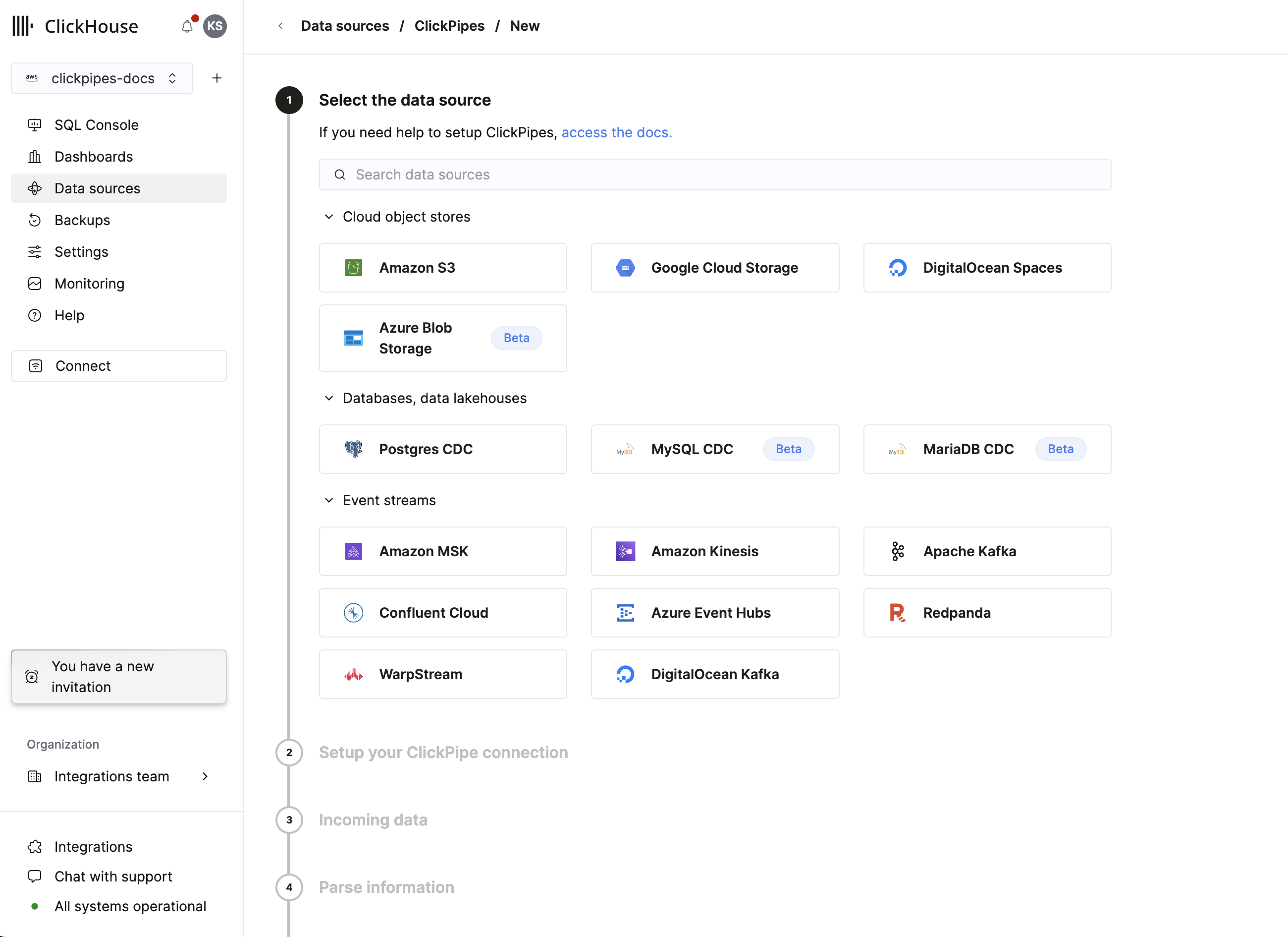 选择数据源类型