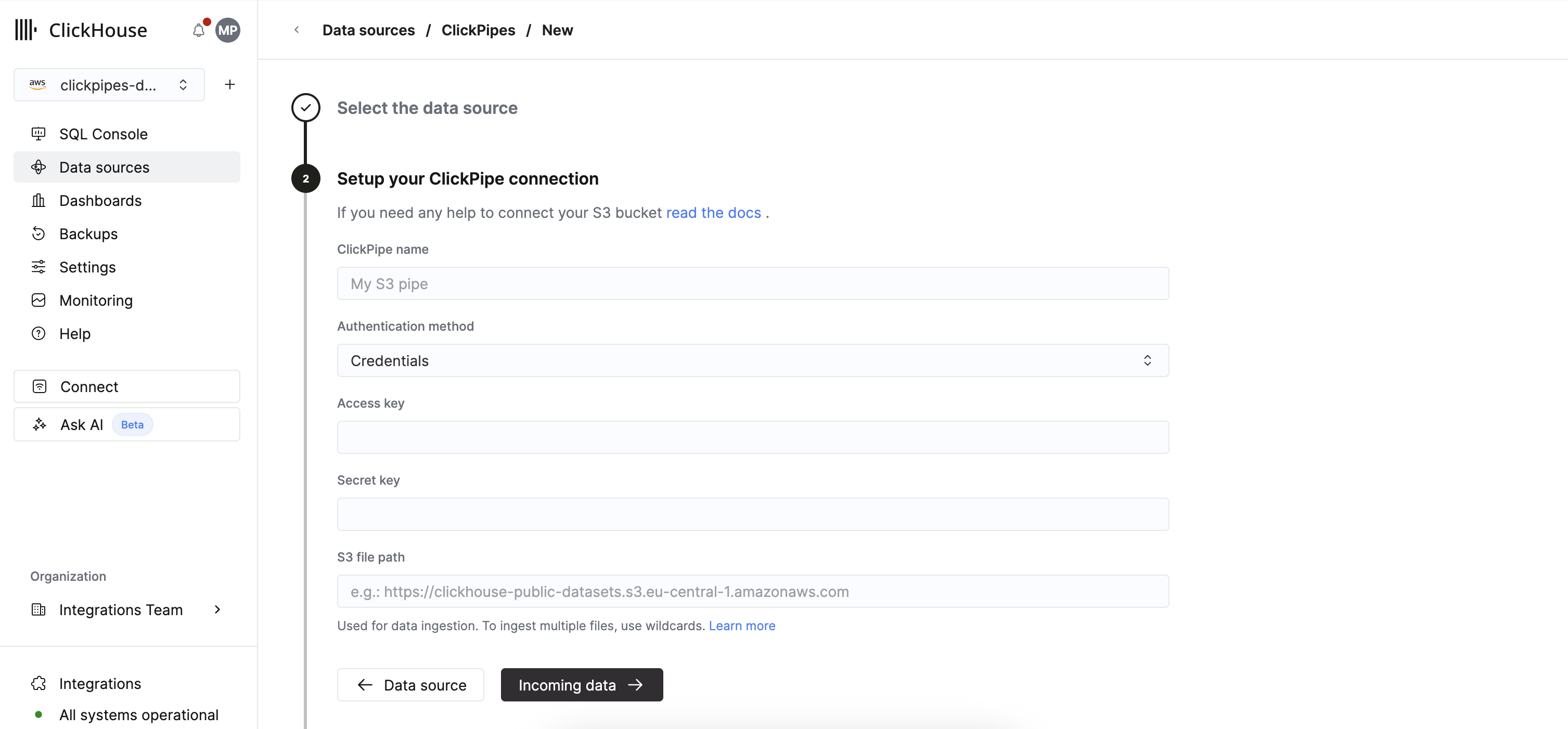 填写连接详细信息