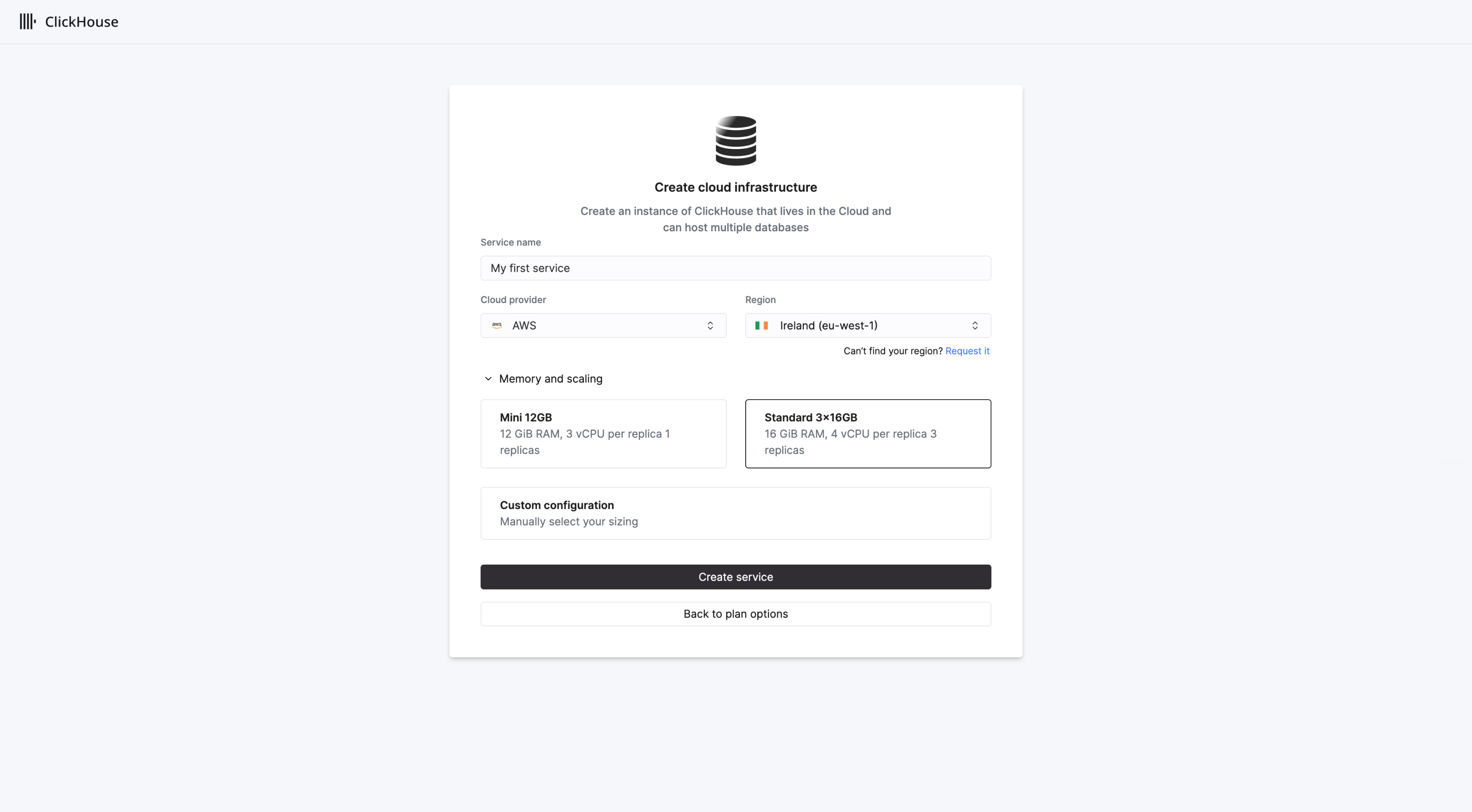新建 ClickHouse 服务