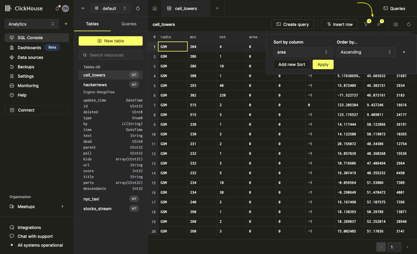 界面显示同时应用筛选和排序