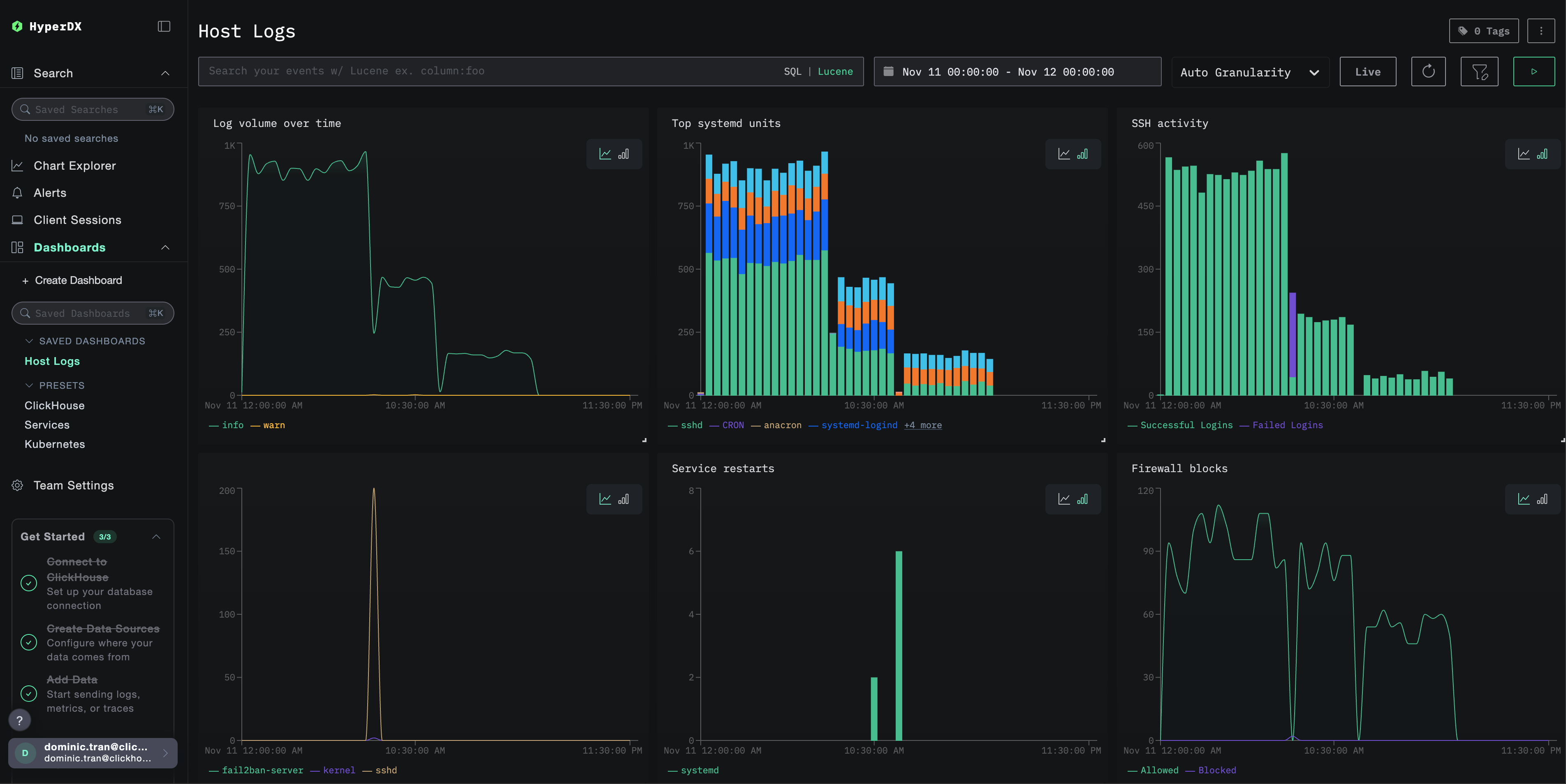 Logs dashboard