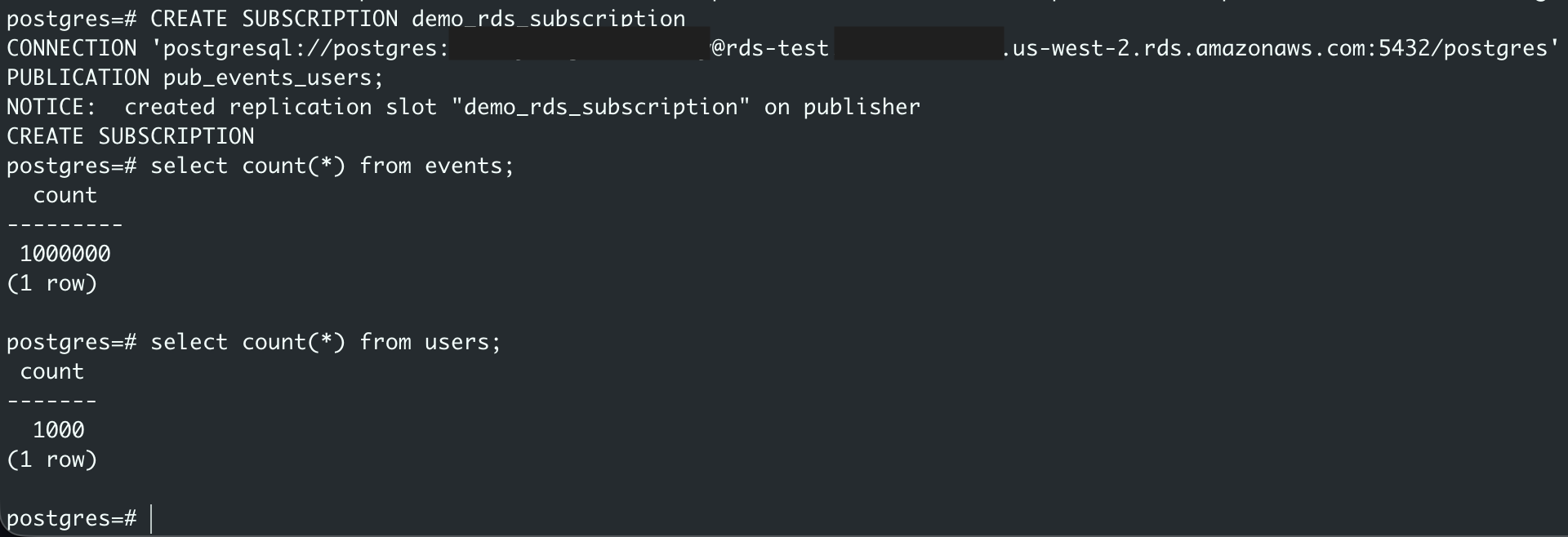 逻辑复制迁移结果