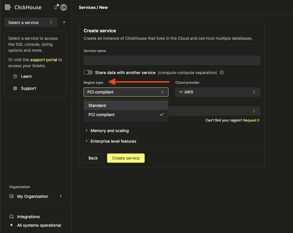 部署到 PCI 区域
