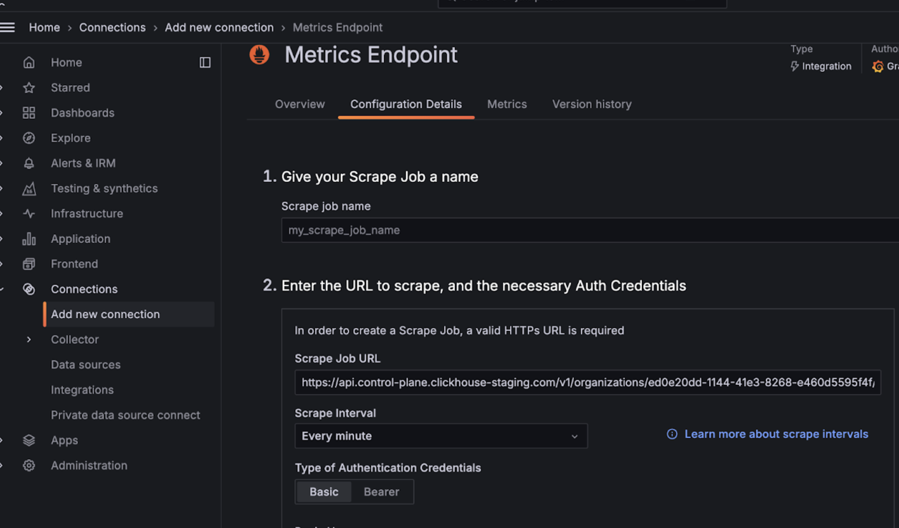 配置 Grafana Metrics Endpoint