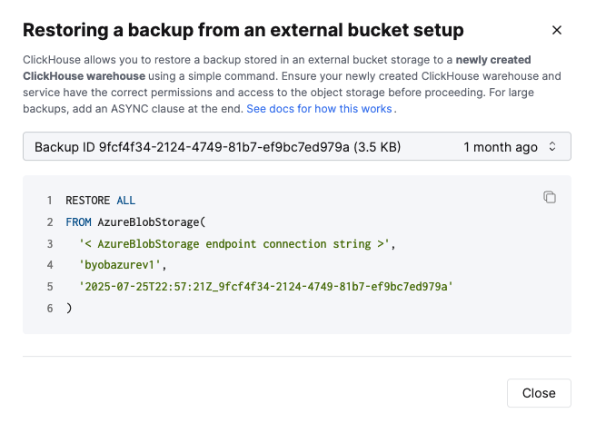 在 Azure 中恢复备份