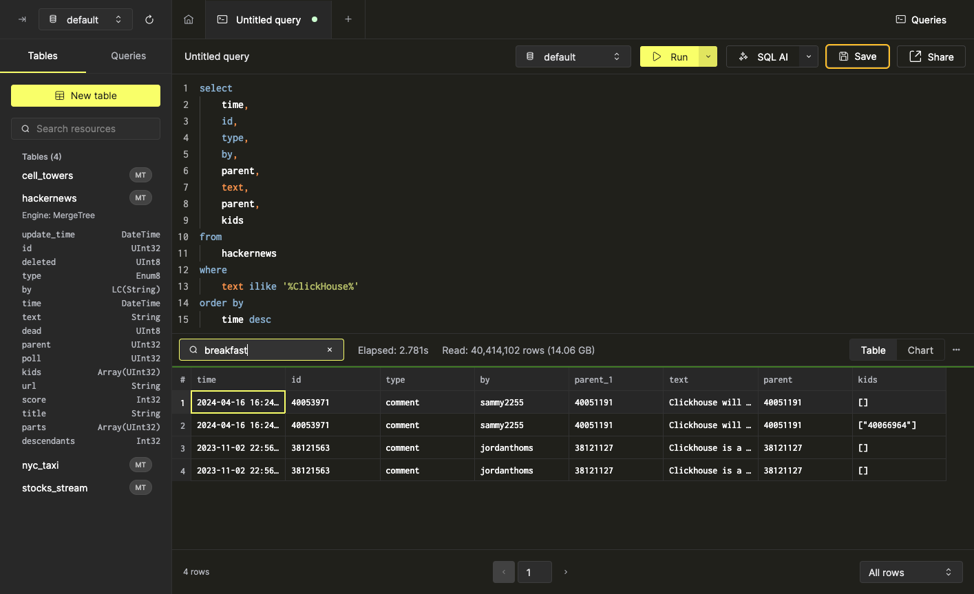 搜索 Hacker News 数据