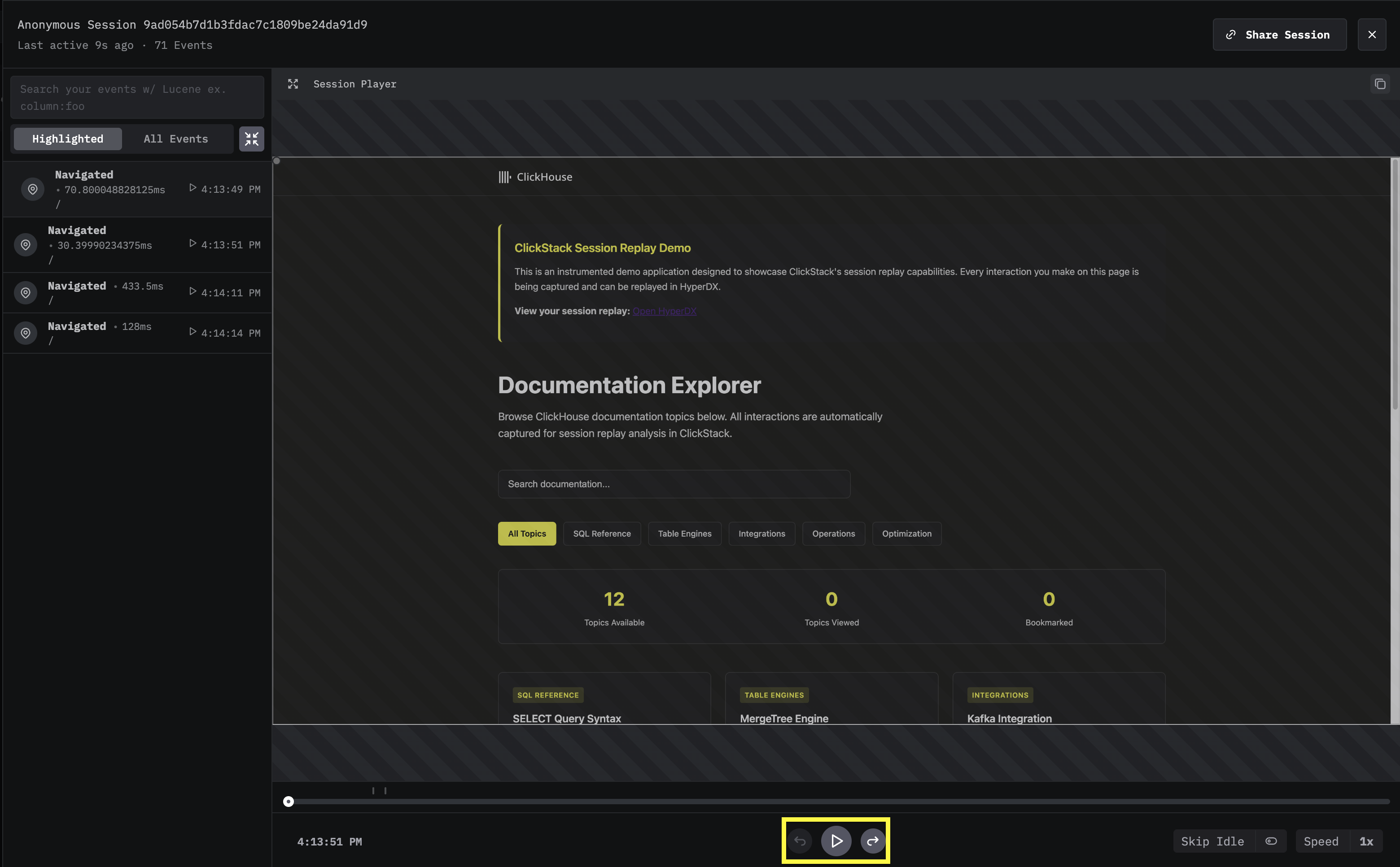 会话回放播放界面