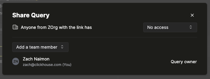 查询工具栏中的 Share 按钮