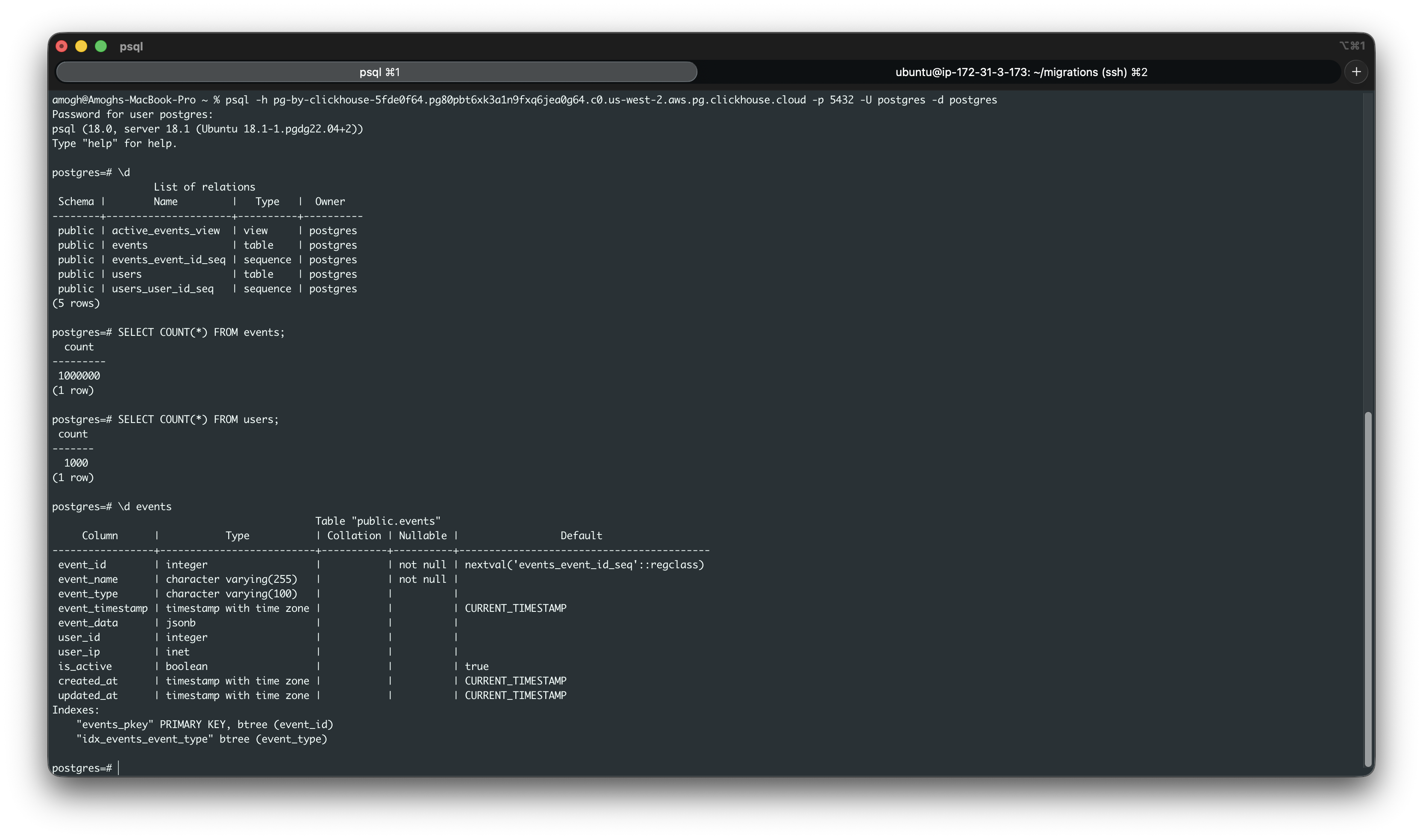 目标 Managed Postgres 数据库设置