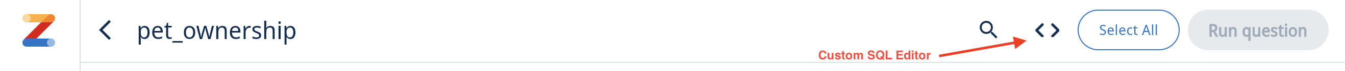 Zing Data 中的 SQL 编辑器模式,展示 SQL 查询编写界面